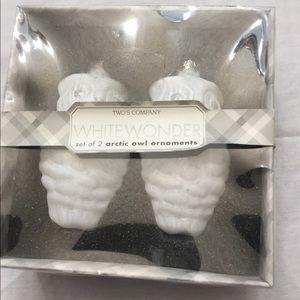 Two’s Company Two White Owl Tree Ornaments